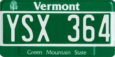 VT license plate YSX364