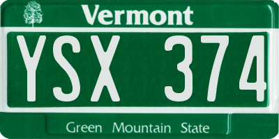 VT license plate YSX374