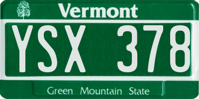 VT license plate YSX378