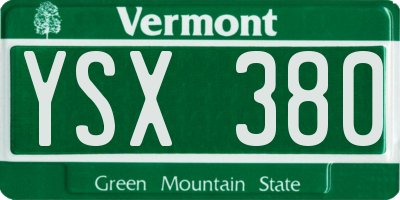 VT license plate YSX380