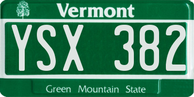 VT license plate YSX382