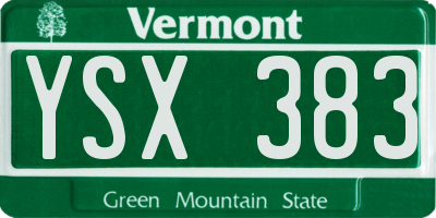 VT license plate YSX383