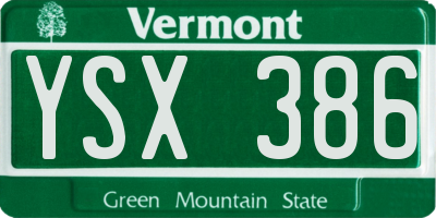 VT license plate YSX386