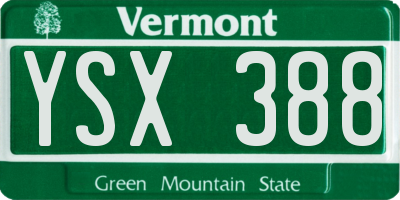 VT license plate YSX388