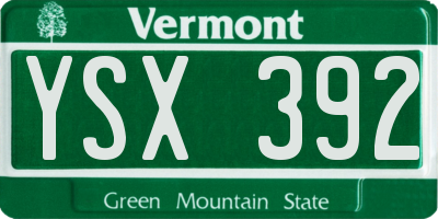VT license plate YSX392