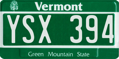 VT license plate YSX394