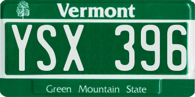 VT license plate YSX396