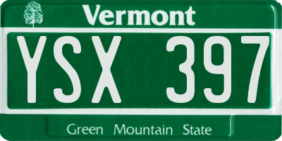 VT license plate YSX397