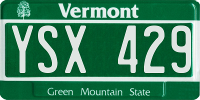 VT license plate YSX429