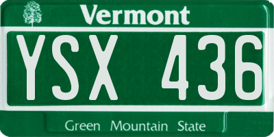 VT license plate YSX436