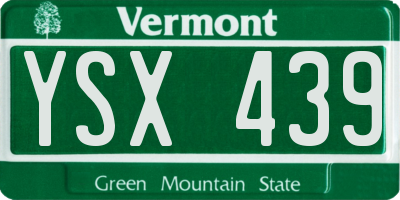 VT license plate YSX439