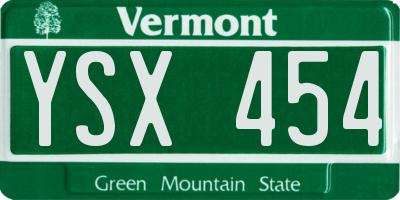 VT license plate YSX454