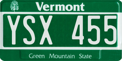 VT license plate YSX455
