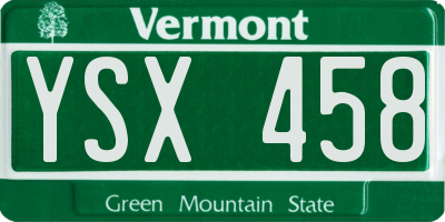 VT license plate YSX458