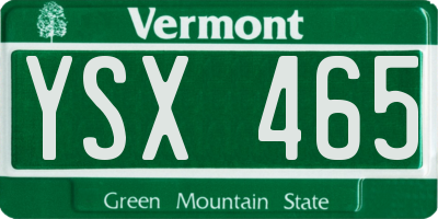 VT license plate YSX465