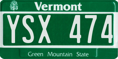 VT license plate YSX474