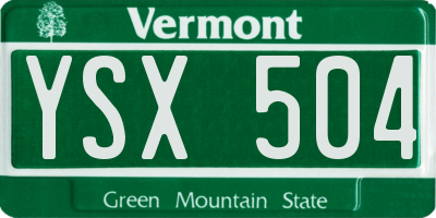 VT license plate YSX504