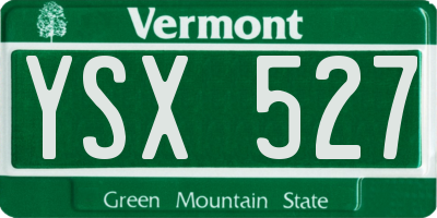 VT license plate YSX527