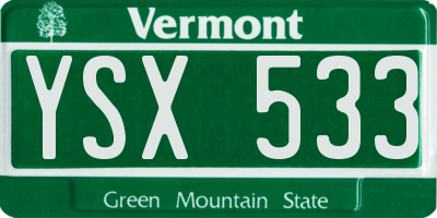 VT license plate YSX533