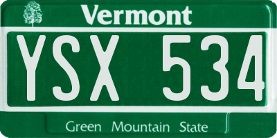 VT license plate YSX534