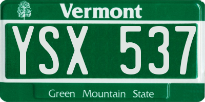 VT license plate YSX537