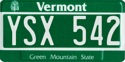 VT license plate YSX542