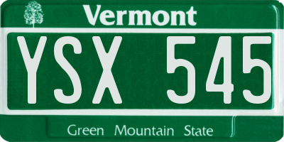 VT license plate YSX545