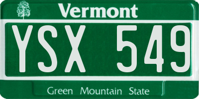 VT license plate YSX549