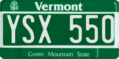 VT license plate YSX550