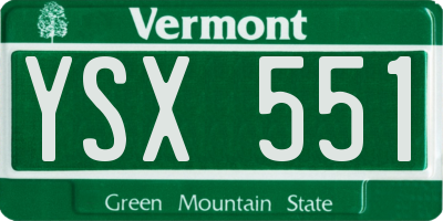 VT license plate YSX551