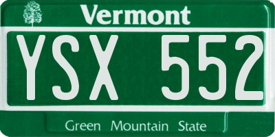 VT license plate YSX552