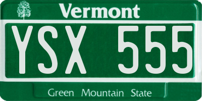 VT license plate YSX555