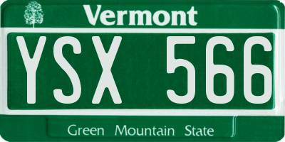 VT license plate YSX566