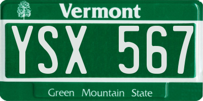 VT license plate YSX567