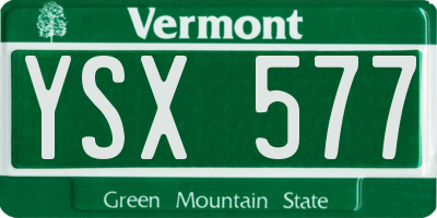 VT license plate YSX577