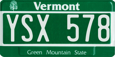 VT license plate YSX578
