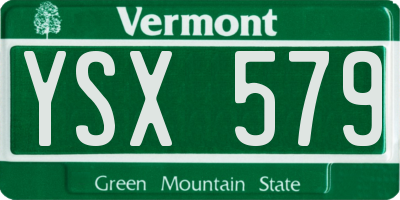 VT license plate YSX579