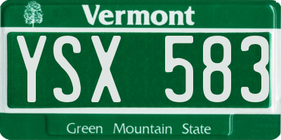 VT license plate YSX583