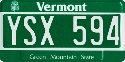VT license plate YSX594