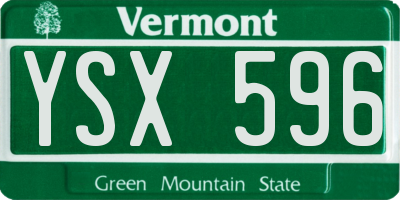 VT license plate YSX596