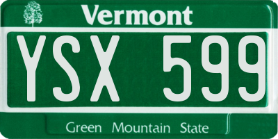 VT license plate YSX599