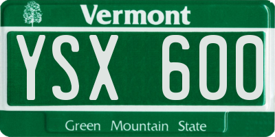 VT license plate YSX600