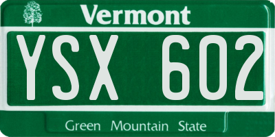 VT license plate YSX602