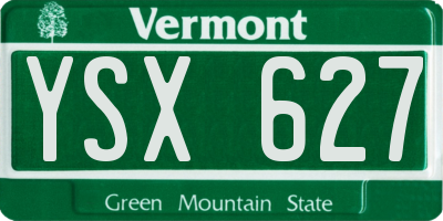 VT license plate YSX627