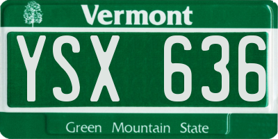 VT license plate YSX636