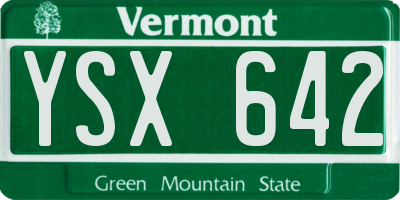 VT license plate YSX642