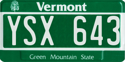 VT license plate YSX643