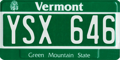 VT license plate YSX646