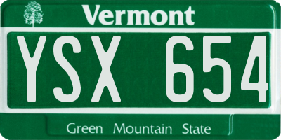 VT license plate YSX654