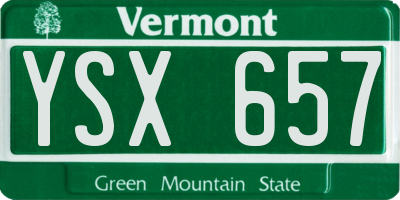 VT license plate YSX657